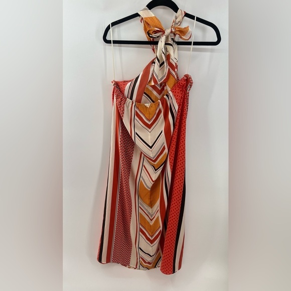 Banana Republic twist neck satin geometric print halter tie midi dress size XS - Picture 5 of 8